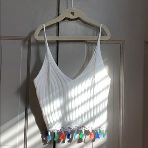 Knit tassel top
